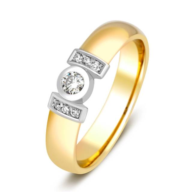 Обручальное кольцо с бриллиантами из желтого золота (010796)