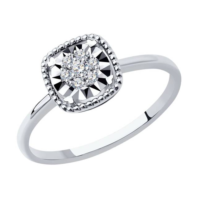 Помолвочное кольцо из белого золота с бриллиантами (046754)