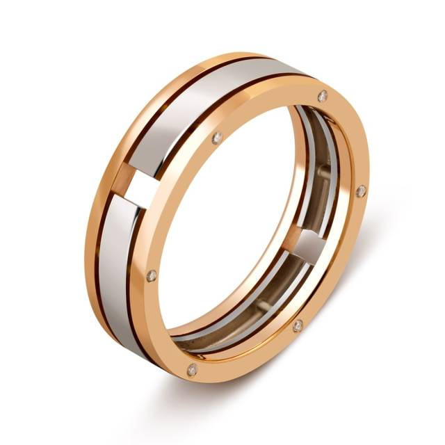 Обручальное кольцо из комбинированного золота с бриллиантами (027595)