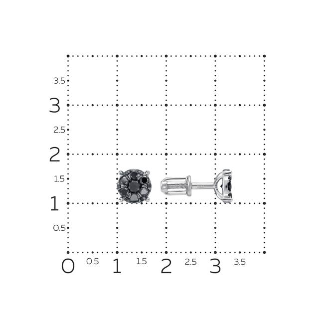 Серьги пусеты из белого золота с чёрными бриллиантами (062969)