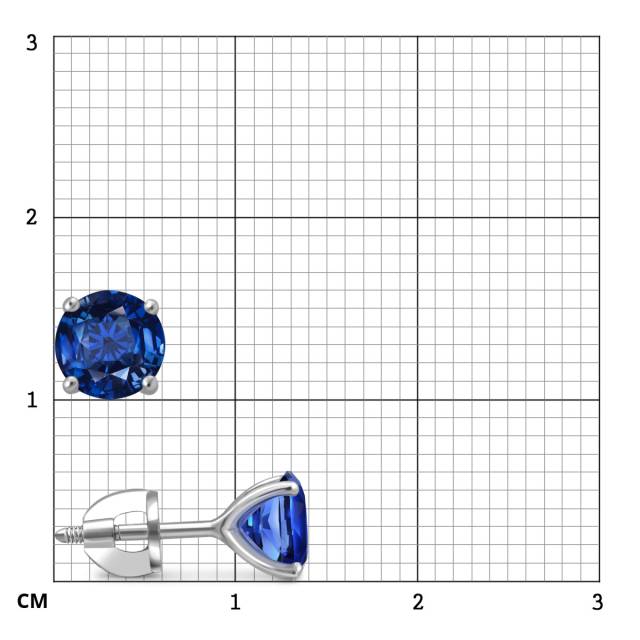 Серьги пусеты из белого золота с сапфирами (049645)