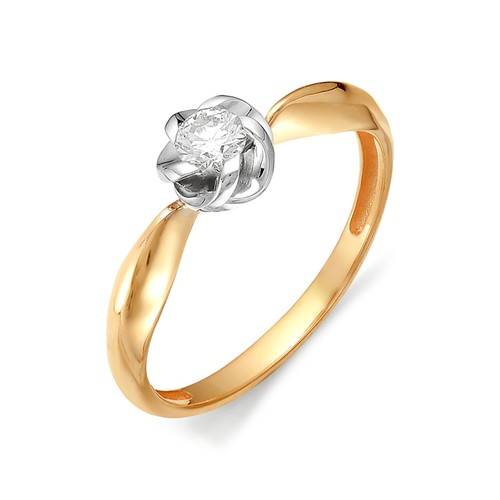 Помолвочное кольцо из комбинированного золота с бриллиантом (031280)