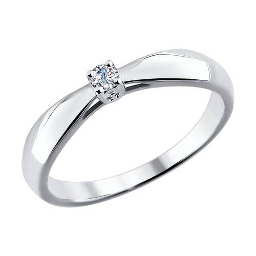 Помолвочное кольцо из белого золота с бриллиантом (027878)