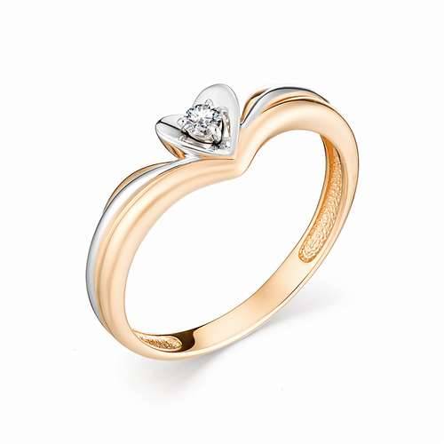 Помолвочное кольцо из красного золота с бриллиантом (032366)