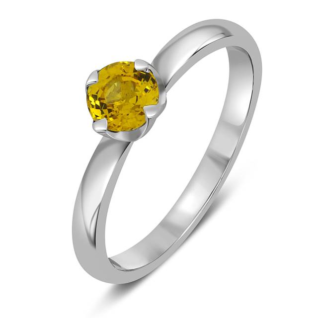 Помолвочное кольцо из белого золота с жёлтым сапфиром (052336)
