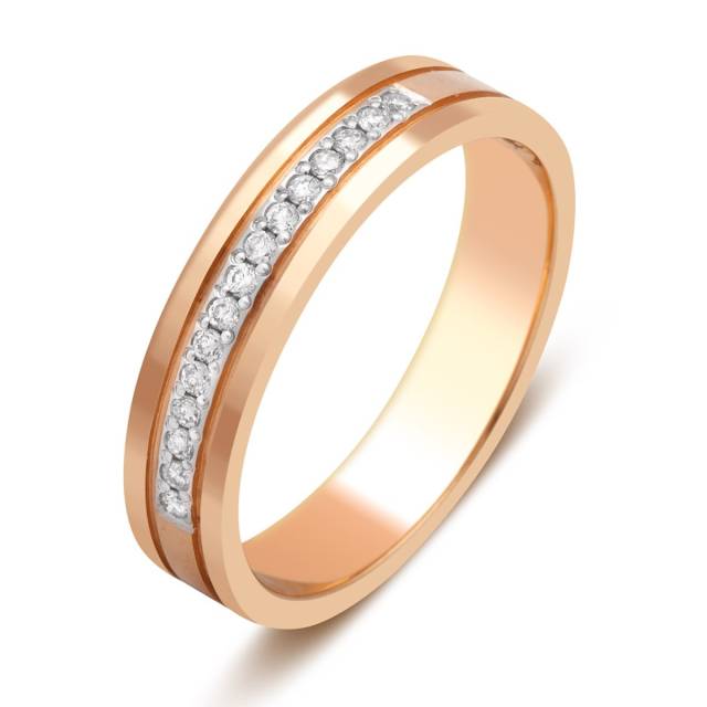 Обручальное кольцо из красного золота с бриллиантами (026108)