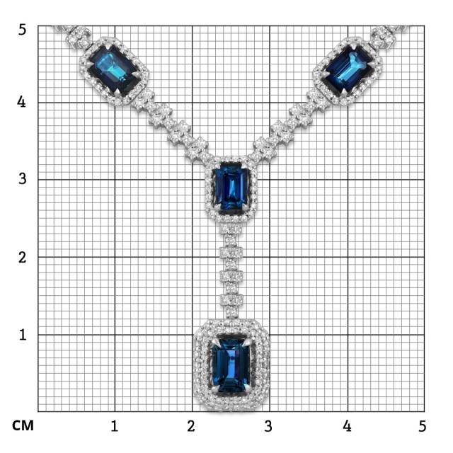 Колье из белого золота с бриллиантами и сапфирами (049341)