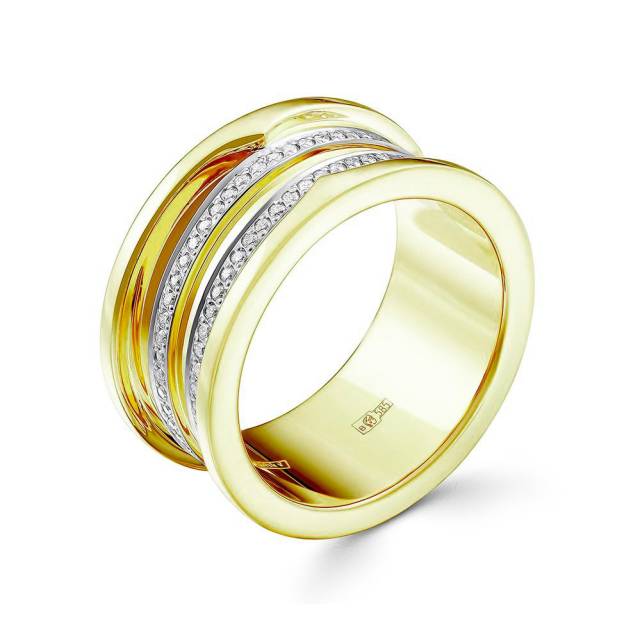 Кольцо из жёлтого золота с бриллиантами (056203)