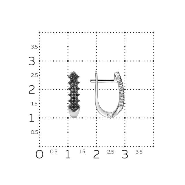 Серьги из белого золота с чёрными бриллиантами (062973)