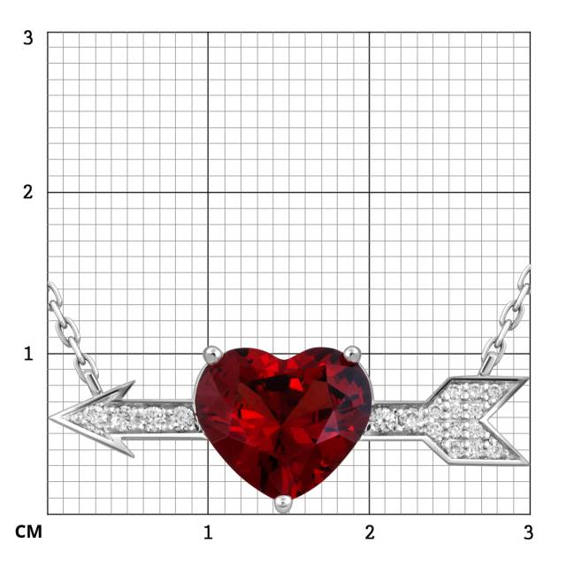 Колье из белого золота с бриллиантами и гранатом (052528)