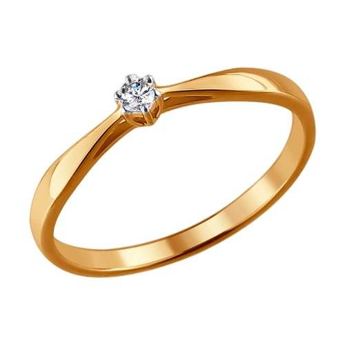 Помолвочное кольцо из красного золота с бриллиантом (029563)