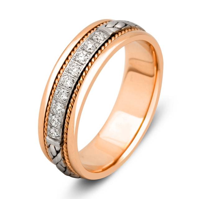 Обручальное кольцо  из комбинированного золота с бриллиантами (009290)