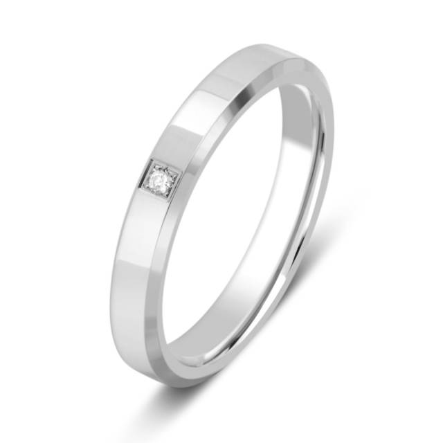 Обручальное кольцо из белого золота с бриллиантом (028719)