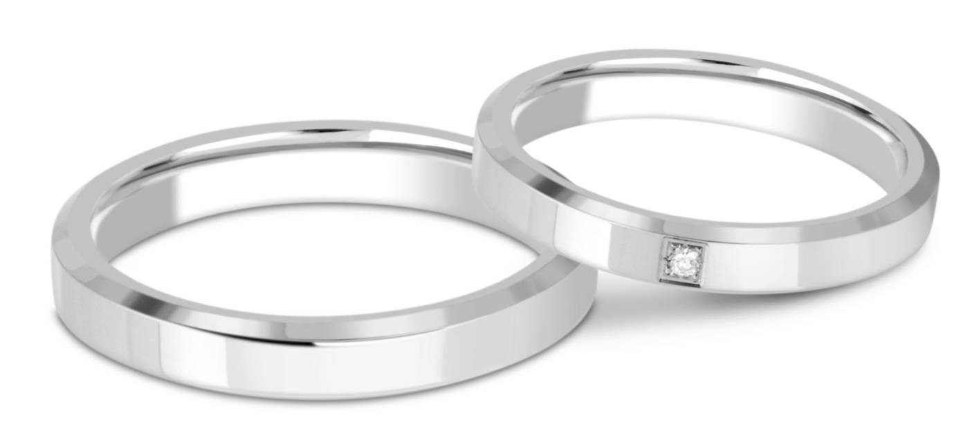Обручальное кольцо из белого золота с бриллиантом (028719)