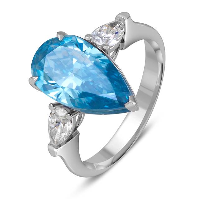 Помолвочное кольцо из белого золота с голубым бриллиантом (063713)