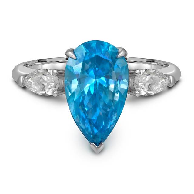 Помолвочное кольцо из белого золота с голубым бриллиантом (063713)