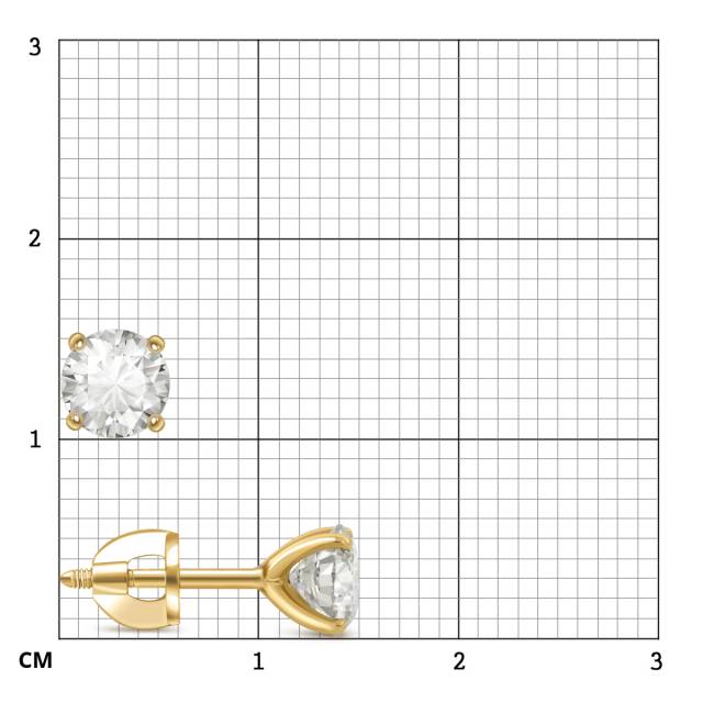 Серьги пусеты из жёлтого золота с бриллиантами (053782)