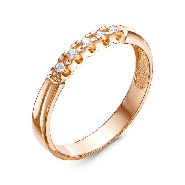 Кольцо из красного золота с бриллиантами (050007)