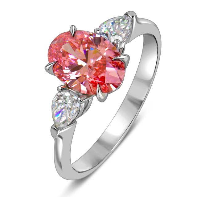 Помолвочное кольцо из белого золота с розовым бриллиантом (060194)