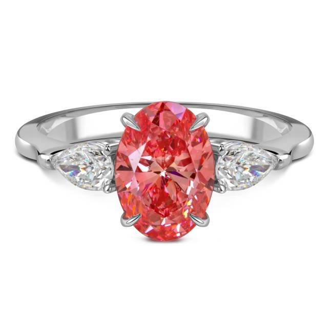 Помолвочное кольцо из белого золота с розовым бриллиантом (060194)