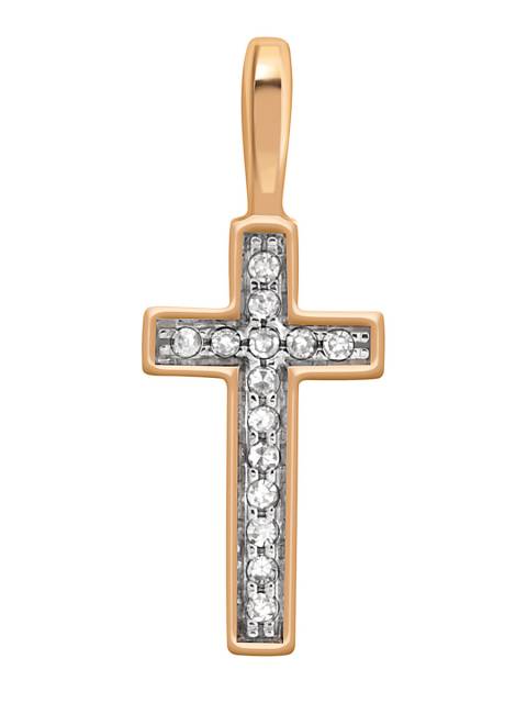 Кулон крест из красного золота с бриллиантами (044452)