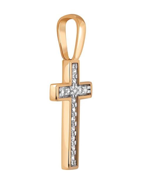 Кулон крест из красного золота с бриллиантами (044452)