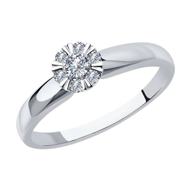 Помолвочное кольцо из белого золота с бриллиантами (046514)