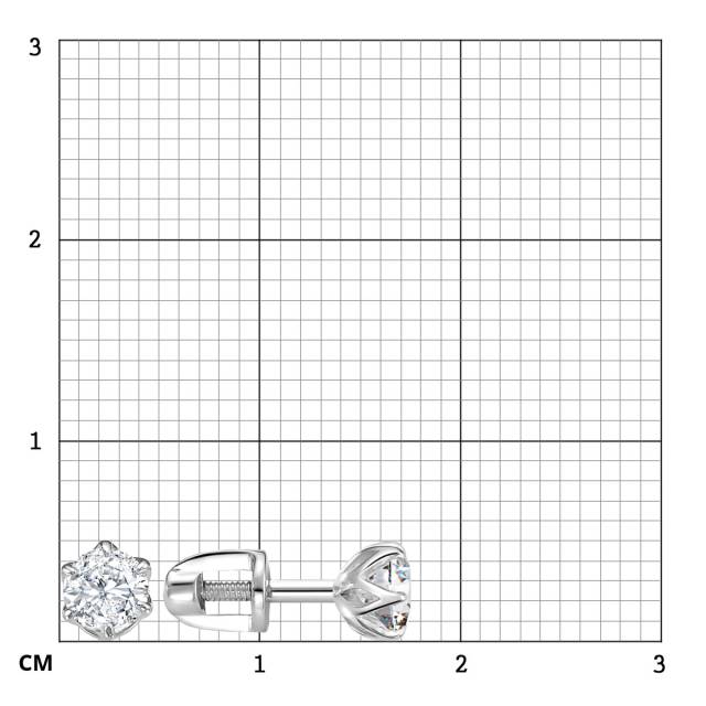 Серьги пусеты из белого золота с бриллиантами (063606)
