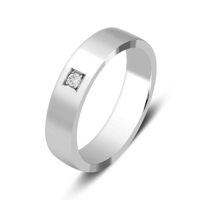 Обручальное кольцо из белого золота с бриллиантом (025590)