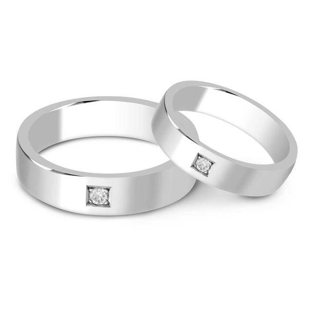 Обручальное кольцо из белого золота с бриллиантом (025590)