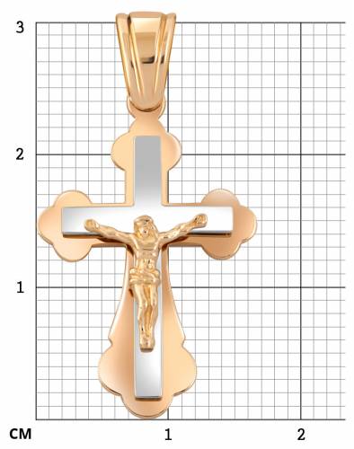 Кулон крест из комбинированного золота