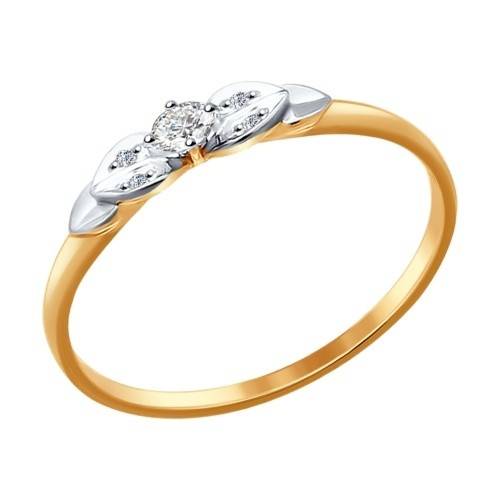 Помолвочное кольцо из комбинированного золота с бриллиантами (025045)