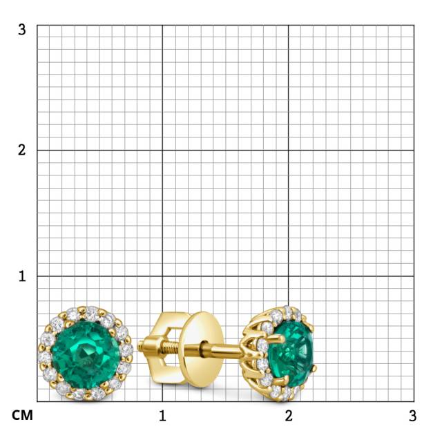 Серьги из жёлтого золота с бриллиантами и изумрудами (058503)