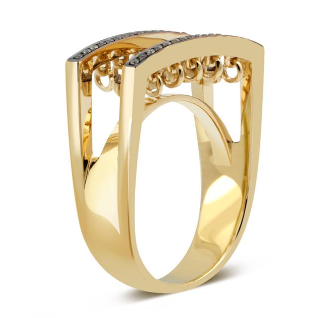 Кольцо из жёлтого золота с "плавающими" бриллиантами (032645)