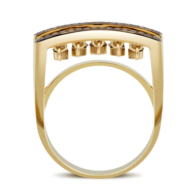 Кольцо из жёлтого золота с "плавающими" бриллиантами (032645)