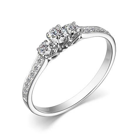 Помолвочное кольцо из белого золота с бриллиантами (053693)