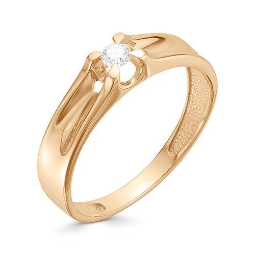 Помолвочное кольцо из красного золота с бриллиантом (031370)