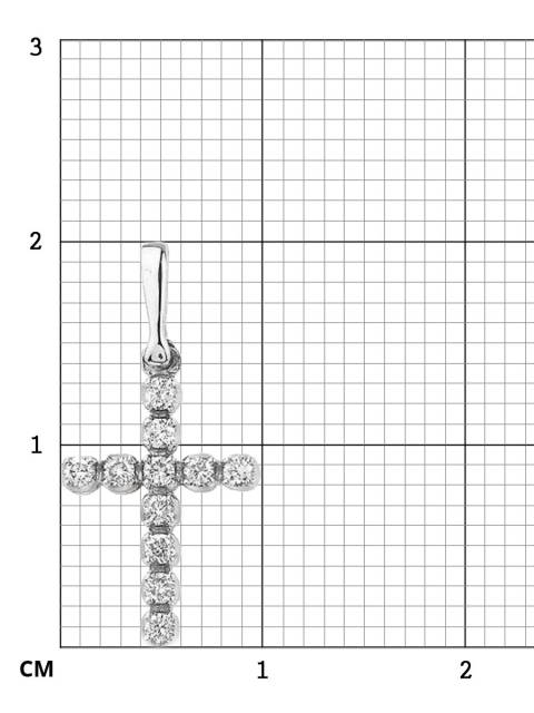 Подвеска крест из белого золота с бриллиантами (030420)