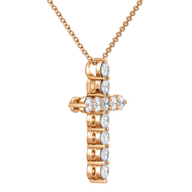 Колье крест из красного золота с бриллиантами (048183)