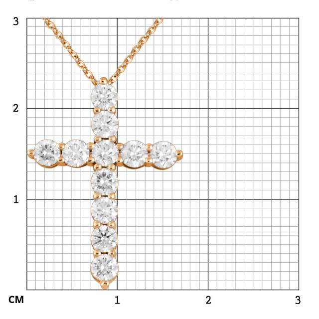 Колье крест из красного золота с бриллиантами (048183)