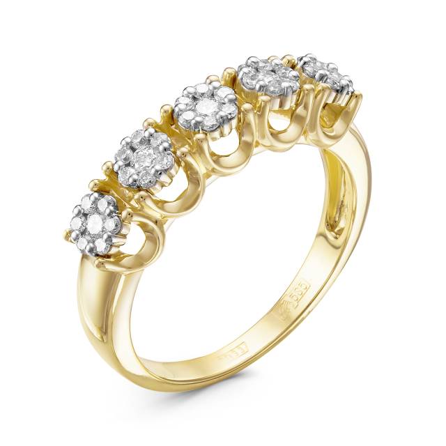 Кольцо из жёлтого золота с бриллиантами (057599)
