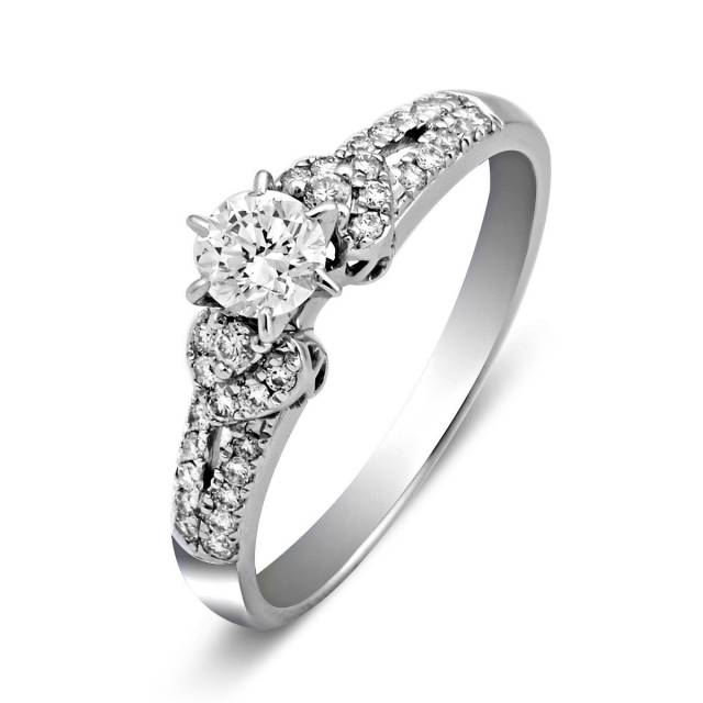 Помолвочное кольцо из белого золота с бриллиантом (017554)