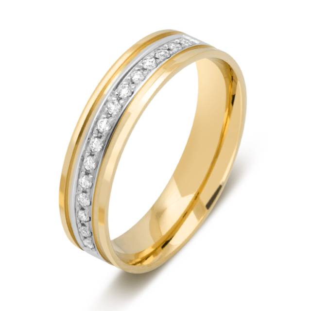 Обручальное кольцо из комбинированного золота с бриллиантами (029071)