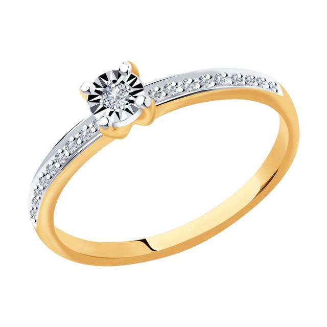 Помолвочное кольцо из красного золота с бриллиантами (046257)
