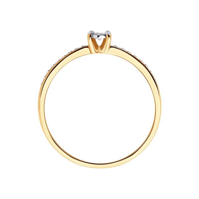 Помолвочное кольцо из красного золота с бриллиантами (046257)
