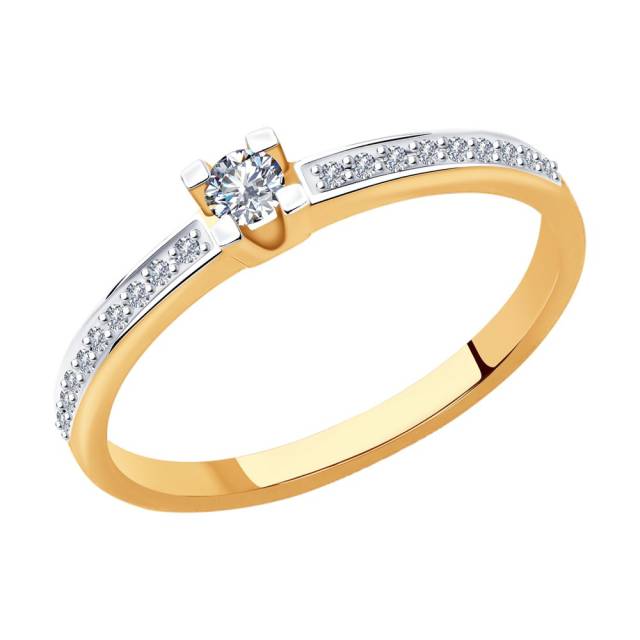 Помолвочное кольцо из красного золота с бриллиантами (045683)