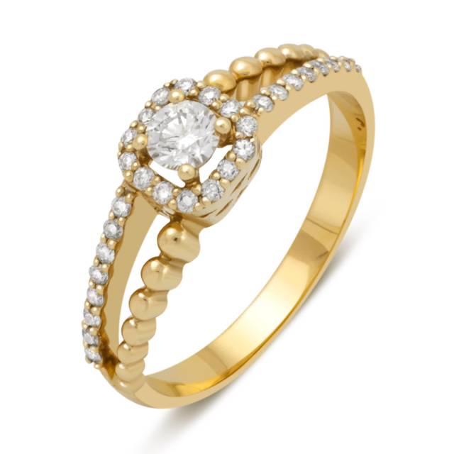 Помолвочное кольцо из жёлтого золота с бриллиантами (031935)