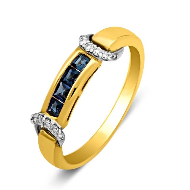 Кольцо из комбинированного золота с бриллиантами и сапфирами (022361)