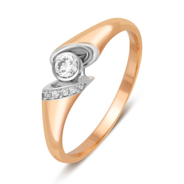 Помолвочное кольцо из красного золота с бриллиантами (039891)
