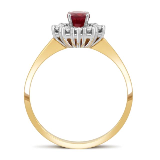 Кольцо из жёлтого золота с бриллиантами и рубином (039785)
